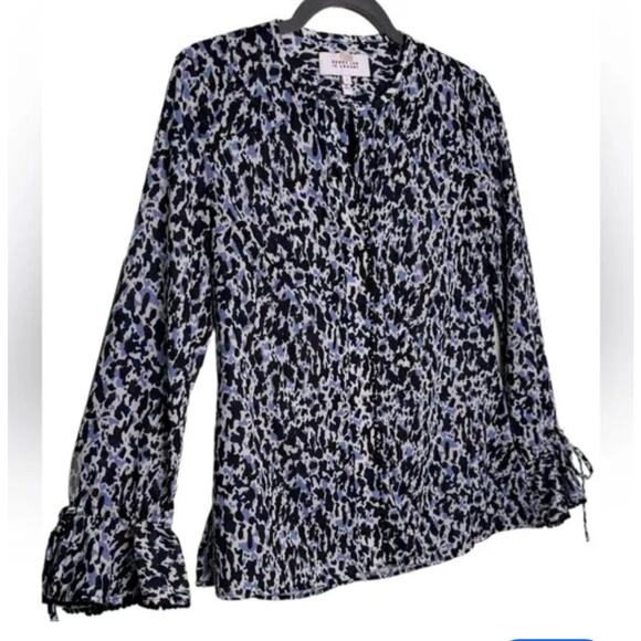Derek Lam 10 Crosby Animal Print Blouse Bell Sleeve Leopard Womens Size 6 - Picture 6 of 6